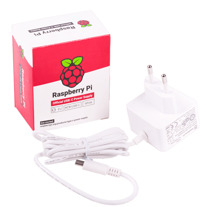 Raspberry Pi 4 Lisanslı Güç Adaptörü 5V 3A USB-C - Beyaz