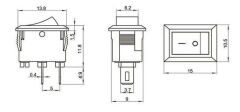 KCD11 Mini On-Off Anahtar - Siyah - 5 Adet